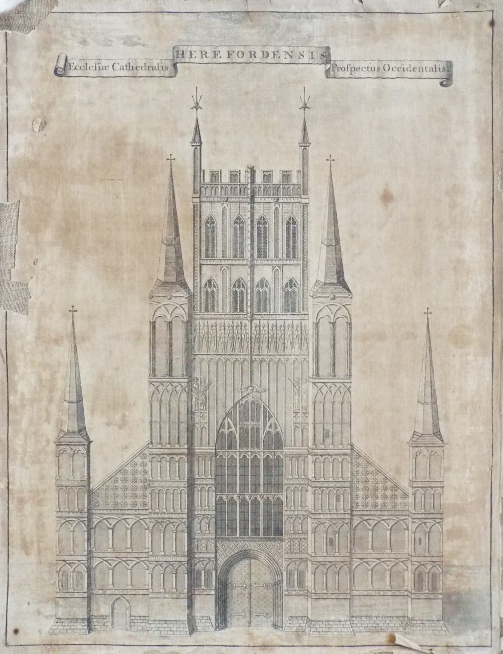 Print - Ecclesiae Cathedralis Herefordensis Prospectus Occidentalis.